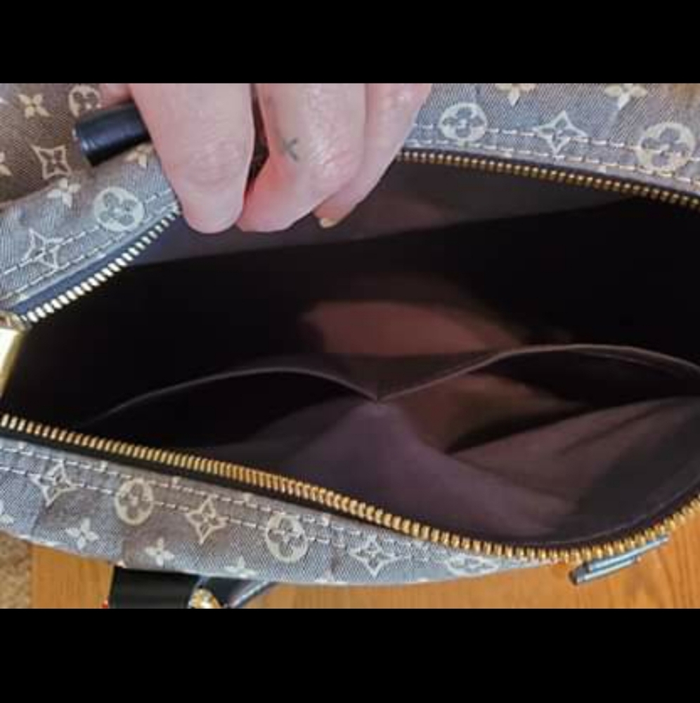 Louis Vuitton Blue/Gray Monogram Speedy-Style Satchel with Blue Handles - Picture 6 of 10